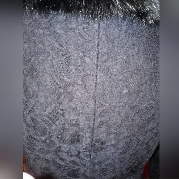 Bebe Wool Blend Lace Overlay Faux Fur Collar Jacket Pea Coat Winter Jacket SMALL - Picture 5 of 6